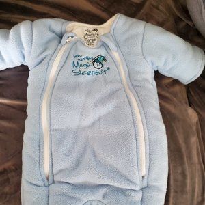 Large (6-9 months) Blue Fleece Baby Merlin's Sleepsuit
